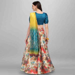 Multi Colored Satin Flared Lehenga