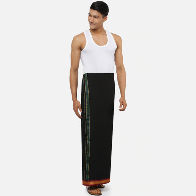 Men Black Solid Pure Cotton Dhoti